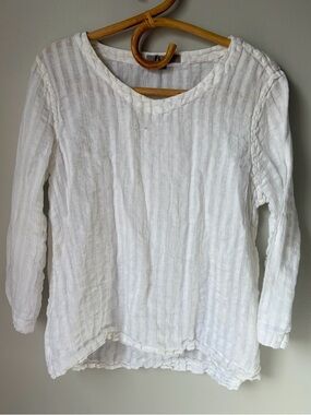 Flax White Linen Long Sleeve Shirt Women’s Medium